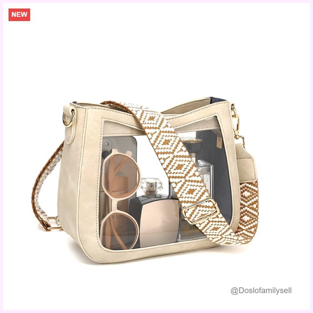 Clear Crossbody Bag with Adjustable Strap, Stadium Approved PVC Purse